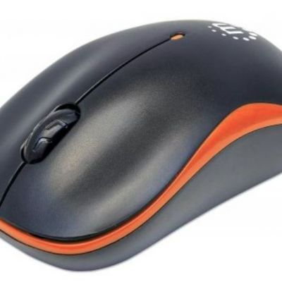 Manhattan - Mouse Wifi Preto/Laranja